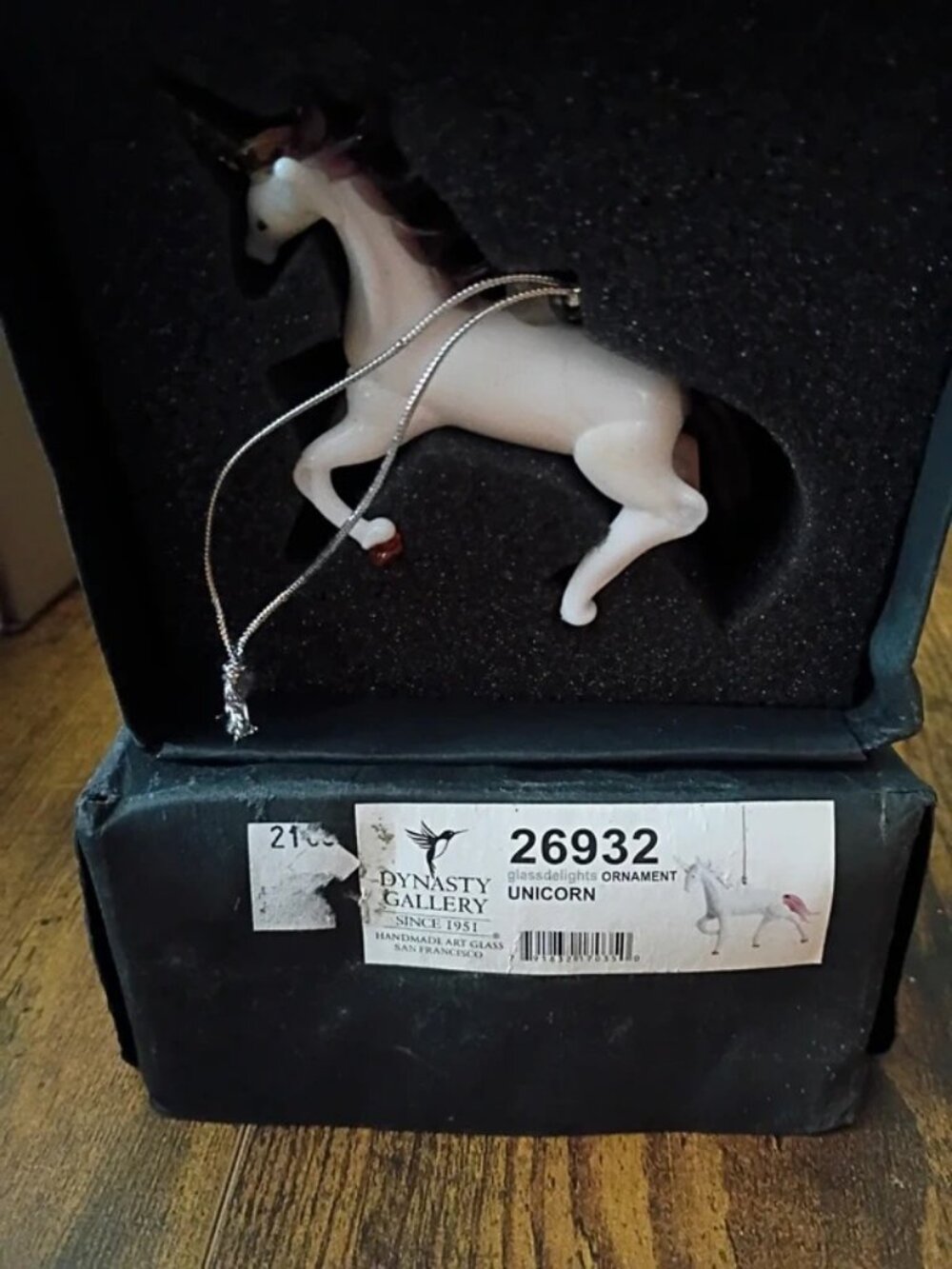 Dynasty Gallery Glass Unicorn Ornament in Original Box
